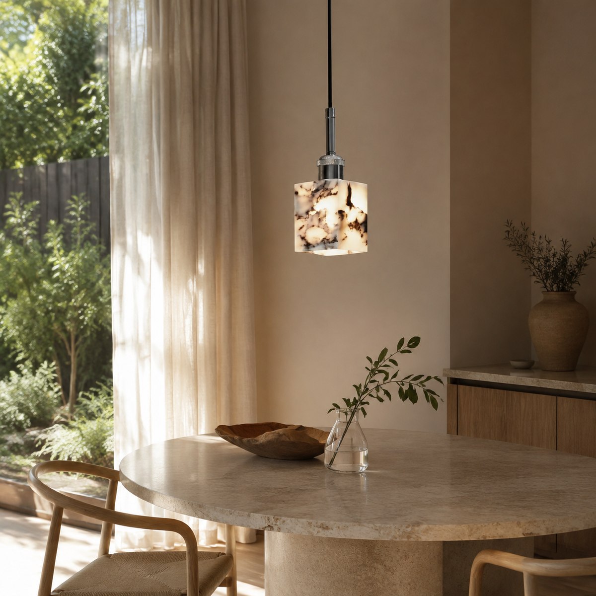 Bvlgari Stone Pendant BC027 — AI-styled room illustration