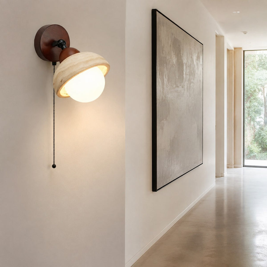 Travertine Wall Light BD039-1 — AI-styled room illustration