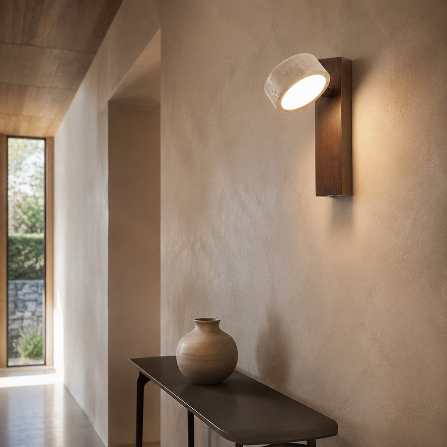 Travertine Wall Light BD040-1 — AI-styled room illustration
