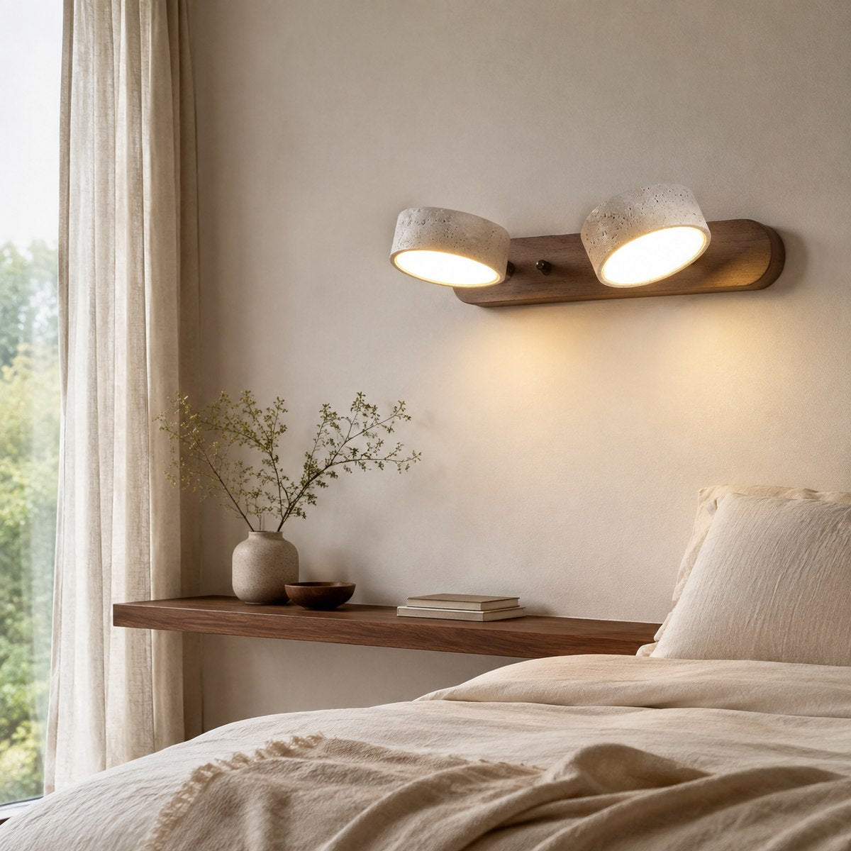 Travertine Wall Light BD040-2 — AI-styled room illustration