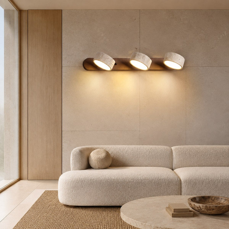 Travertine Wall Light BD040-3 — AI-styled room illustration