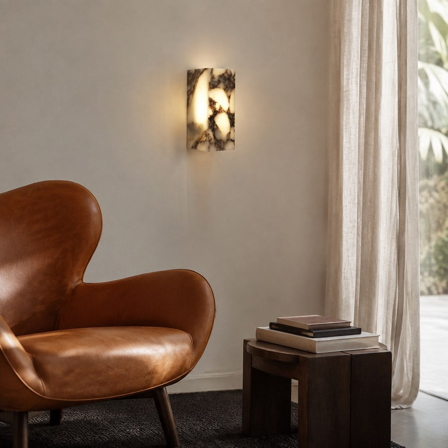 Bvlgari Stone Wall Light BG005 — AI-styled room illustration
