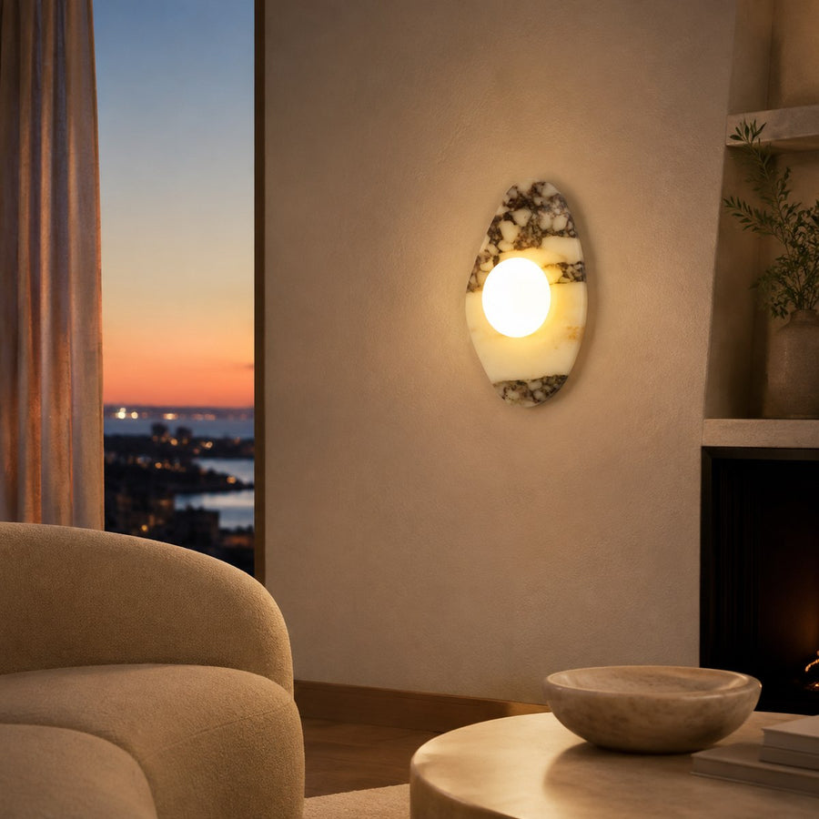 Bvlgari Stone Wall Light BG009 — AI-styled room illustration