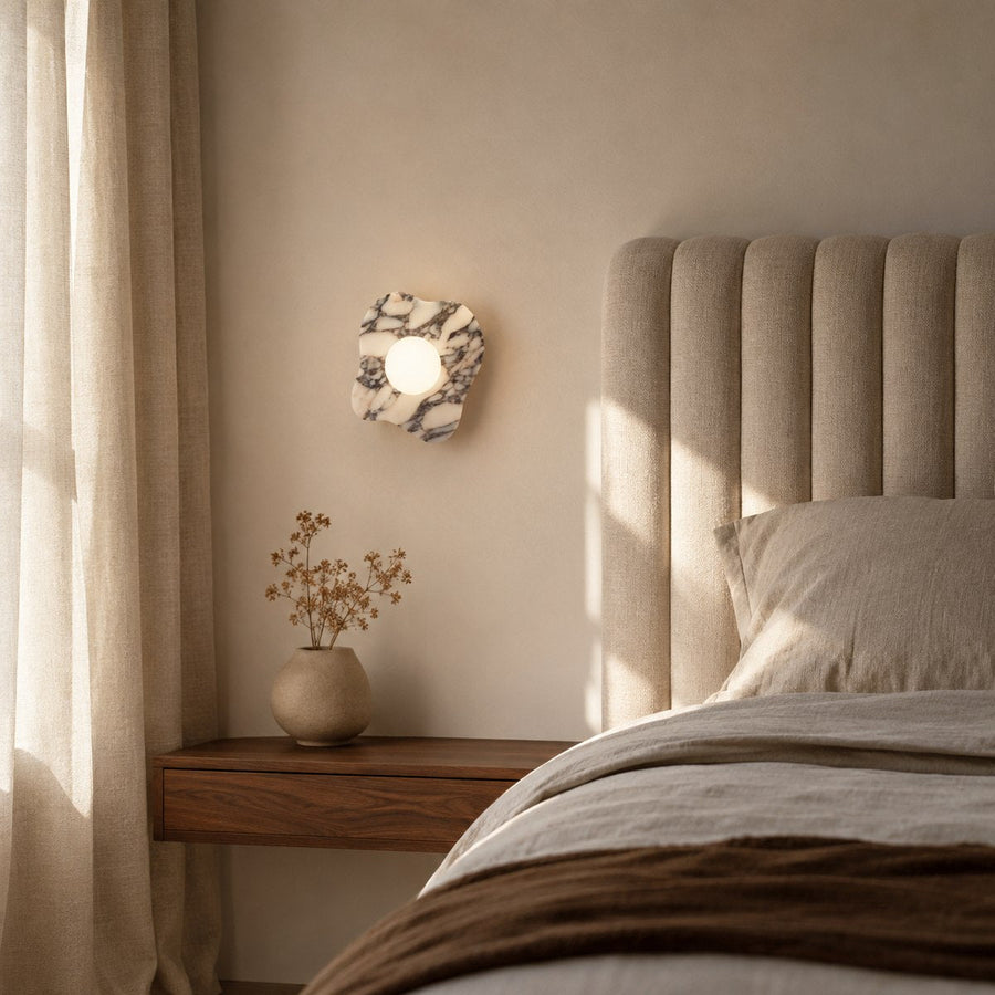 Bvlgari Stone Wall Light BG011 — AI-styled room illustration