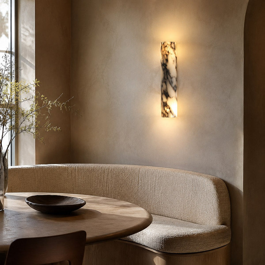 Bvlgari Stone Wall Light BG013 — AI-styled room illustration
