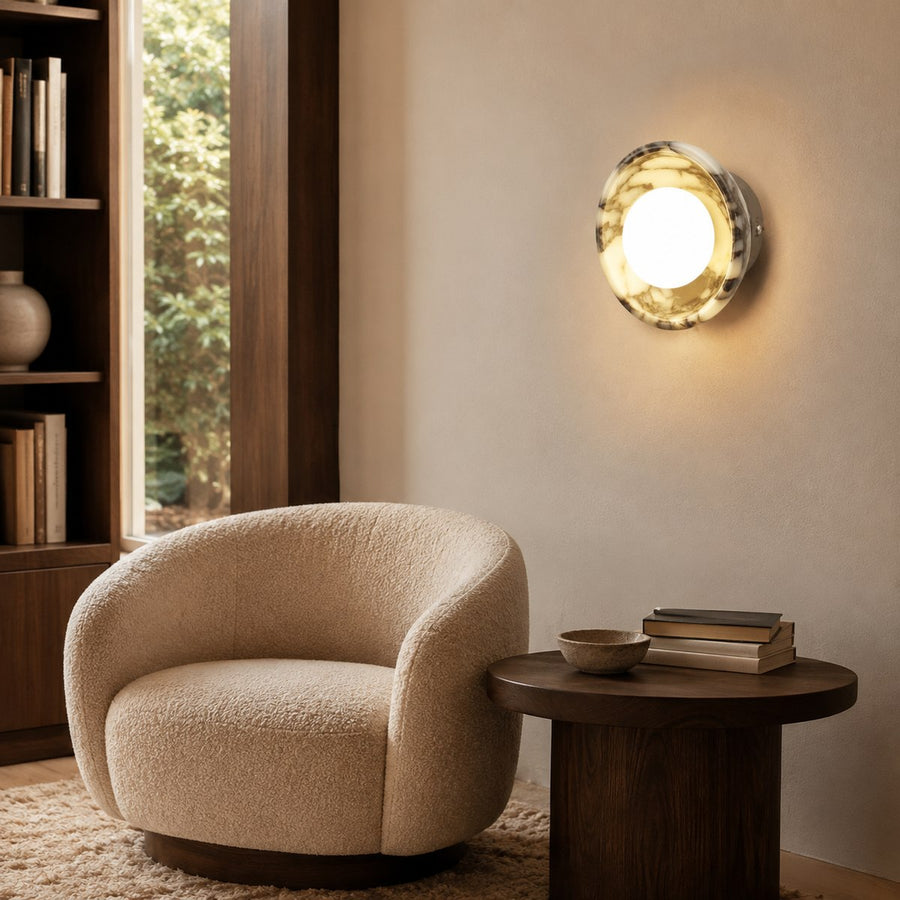 Bvlgari Stone Wall Light BG015 — AI-styled room illustration