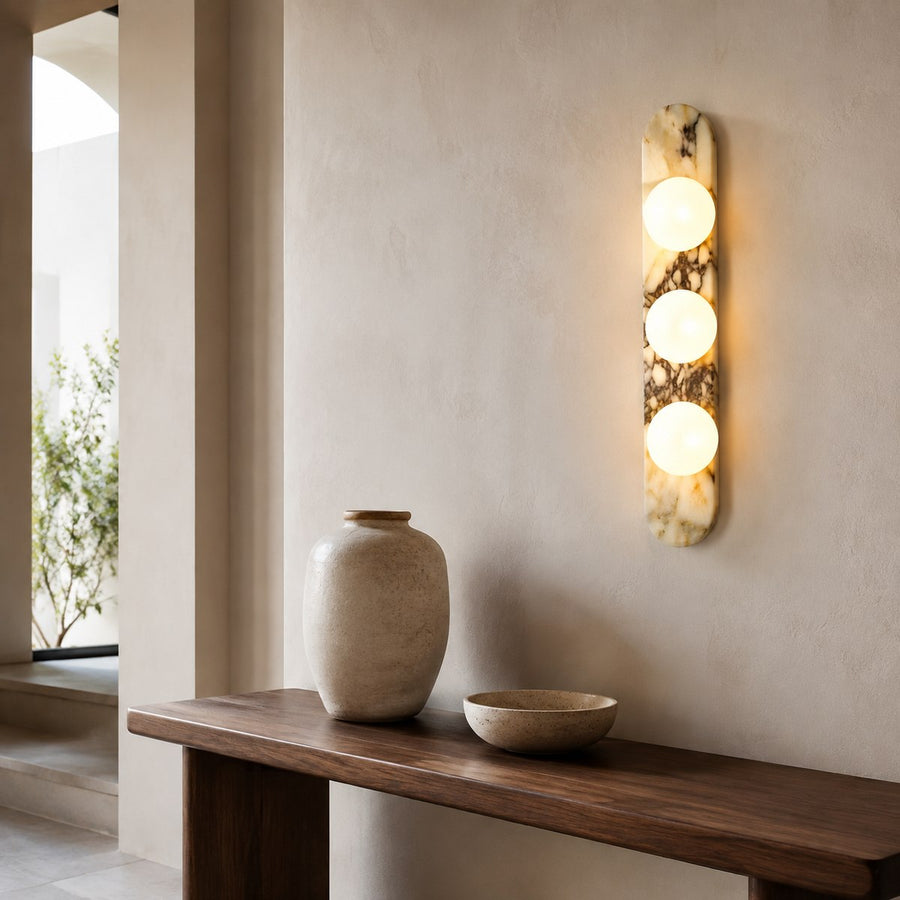Bvlgari Stone Wall Light BG018-3 — AI-styled room illustration