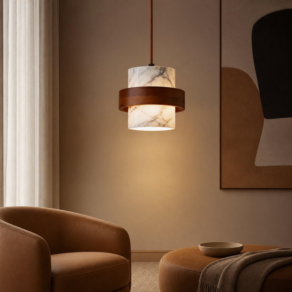 Bvlgari Stone Pendant BC026 — AI-styled room illustration