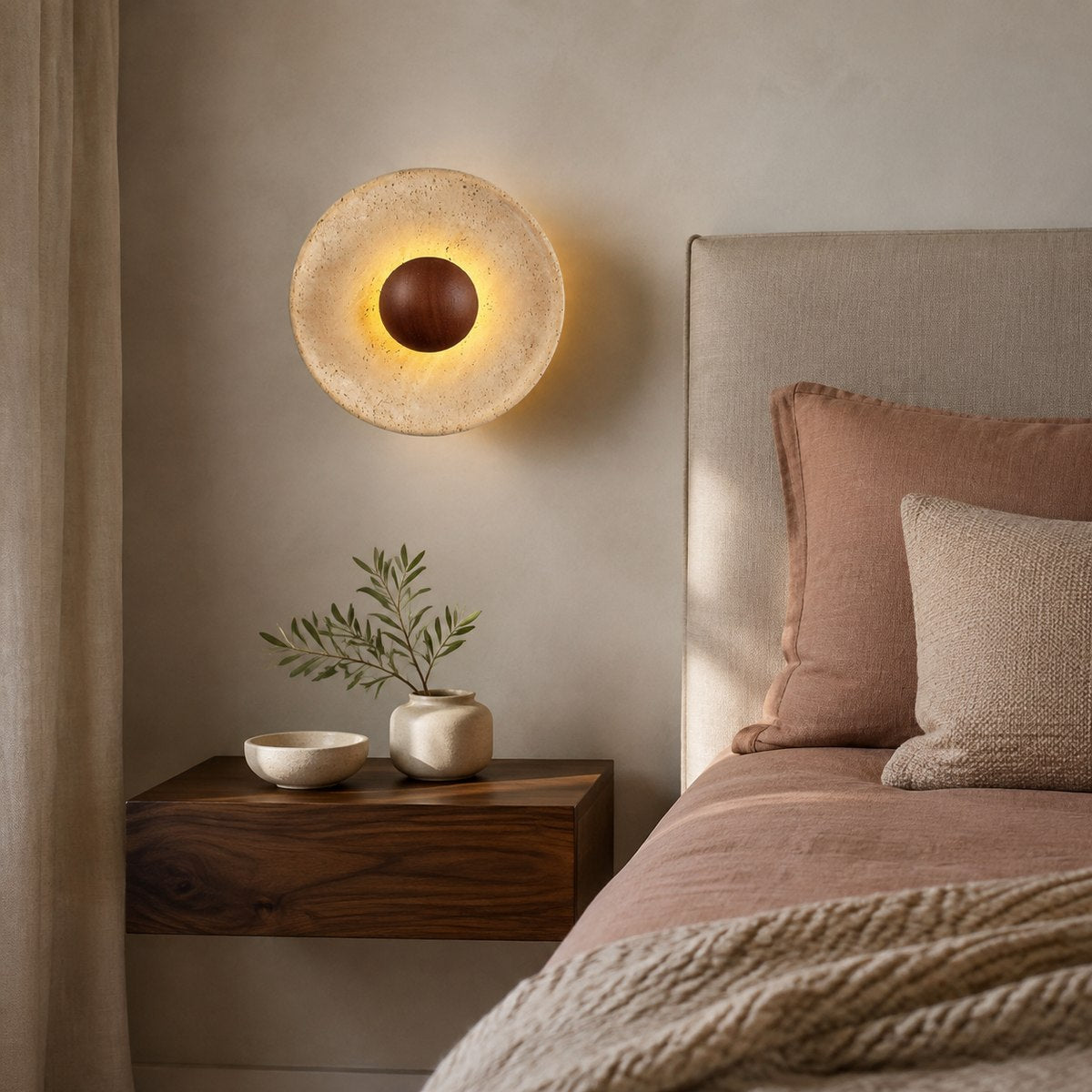 Wall lighting in an AI-styled bedroom