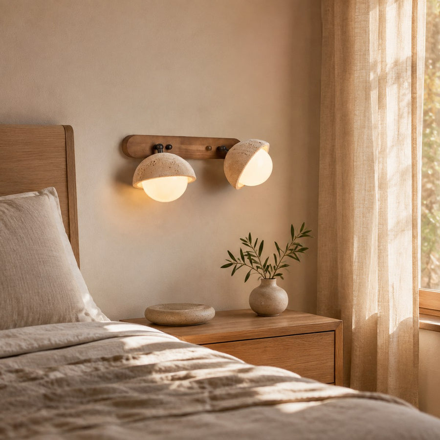 Travertine Wall Light BD039-2 — AI-styled room illustration