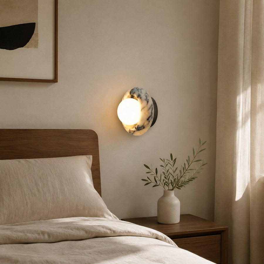 Bvlgari Stone Wall Light BG008 — AI-styled room illustration