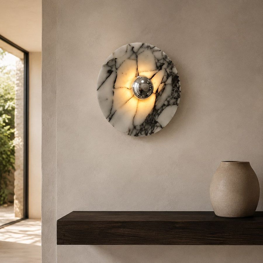 Bvlgari Stone Wall Light BG010 — AI-styled room illustration