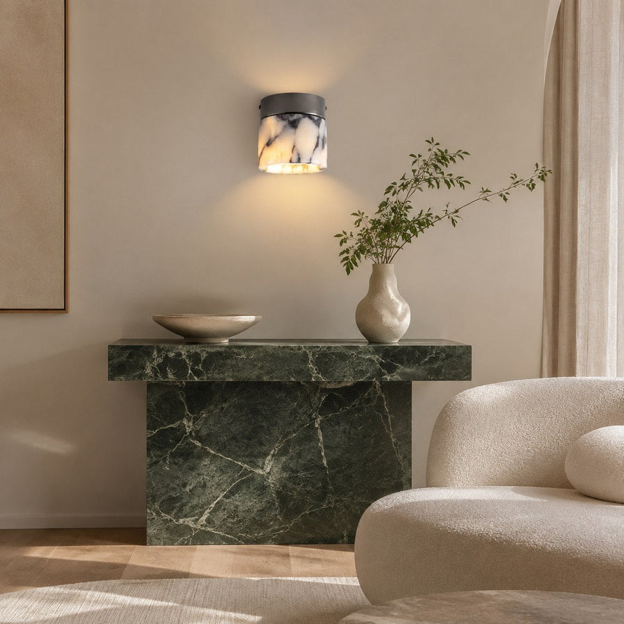 Bvlgari Stone Wall Light BG012 — AI-styled room illustration