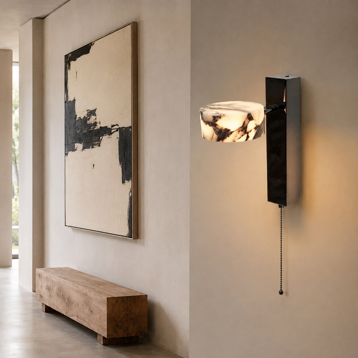 Bvlgari Stone Wall Light BG017 — AI-styled room illustration